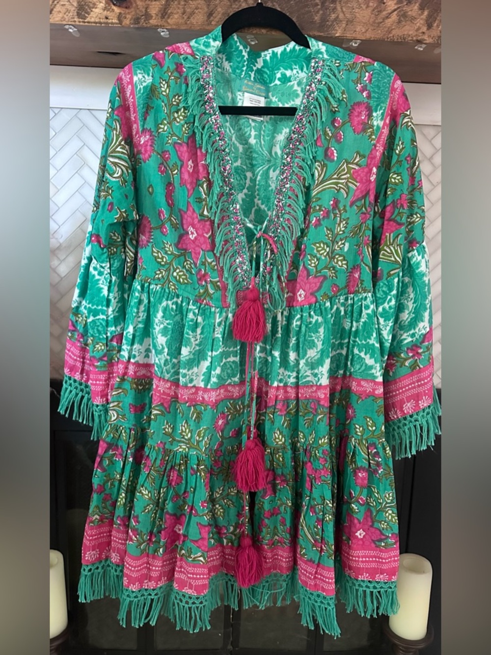 Antica Sartoria By Giacomo Cinque Dress Flowy pink green ONE SIZE FITS MOST